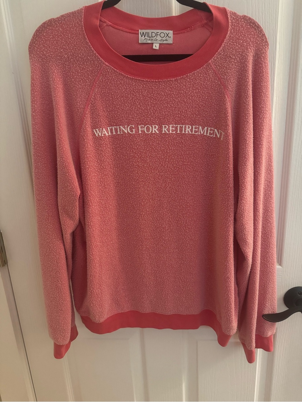 Wildfox Pink 'Waiting for Retirement' Crewneck Sweater